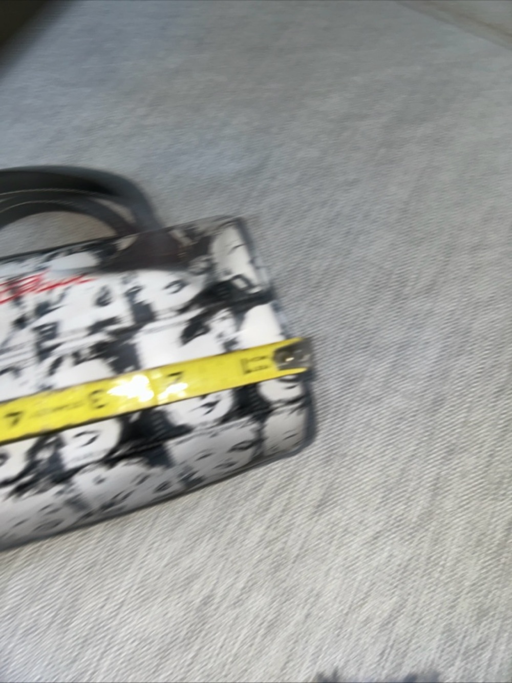 Black & White Marilyn Print Mini Satchel with Red Lip Accent - Picture 11 of 11